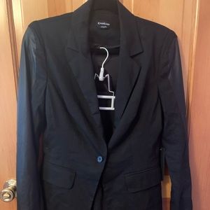 Bebe crepe blazer size 8 and matching skirt with faux leather stripes size 10
